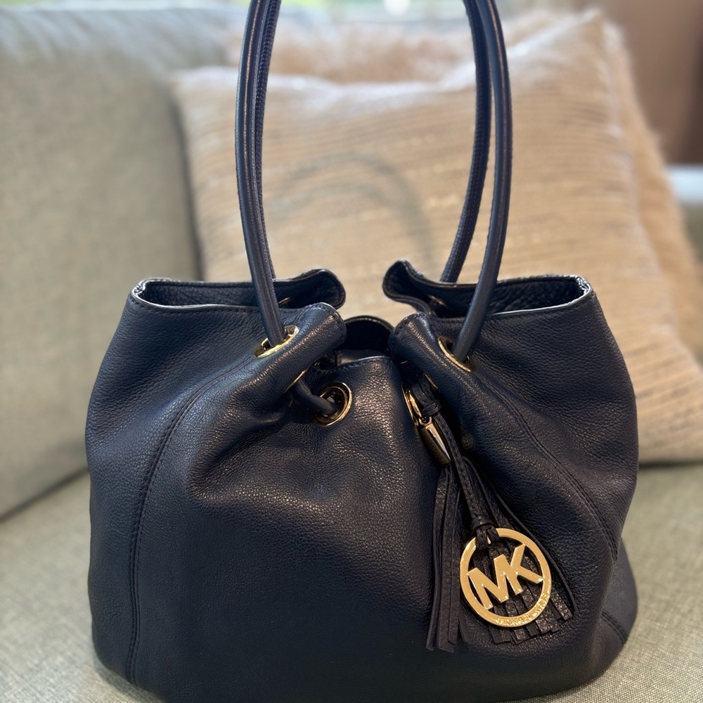 Michael Kors Navy Leather Shoulder Bag